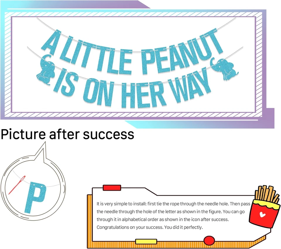 A Little Peanut Is On Her Way Banner Elefante Temática Baby Shower Decoraciones Gen Foto 2 de 4