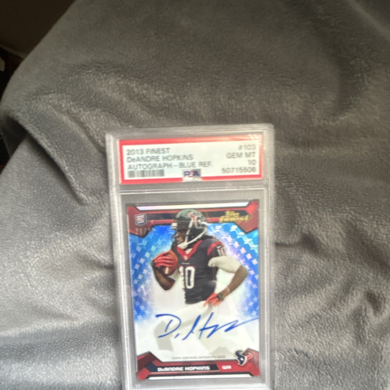 Topps Finest 2013 DeAndre Hopkins Rookie Auto Blue Refractor /25 PSA 10 #103