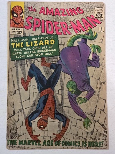 Amazing Spider-Man #6 VG- 1st App of The LIZARD 1964 Steve Ditko Art, Silver Age