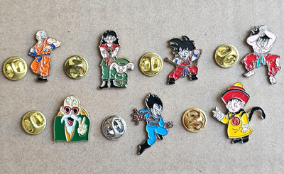 Dragon Ball Z Pin Set Vegeta Goku Rochi Krillin Metal Badge Vintage Manga Anime