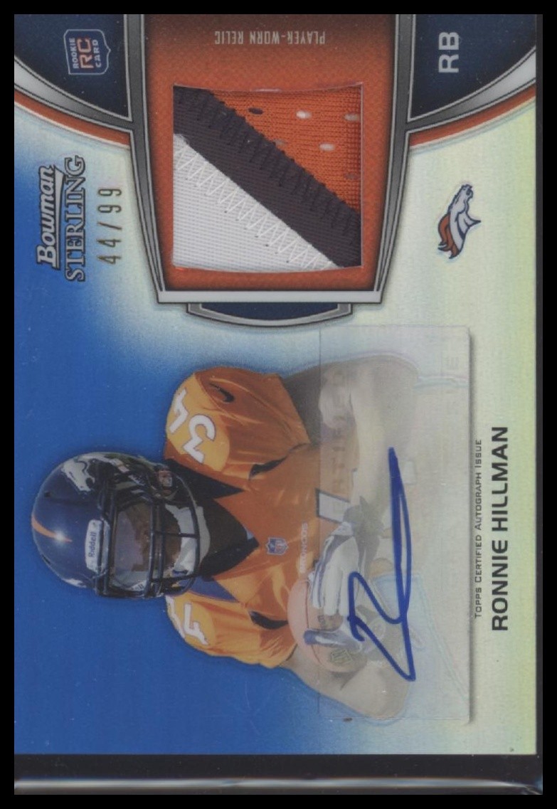 Ronnie Hillman Bowman Sterling Autograph Rookie Relic #RH Blue Refractor