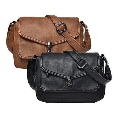 Mode Damen Leder Umhängetasche Umhängetaschen mit Mezzanine Sling Bag