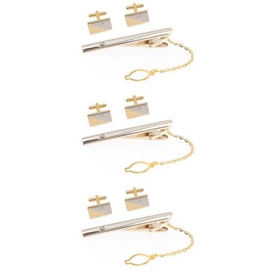 3 Sets Krawatten Klammern Clip Manschettenknöpfe Krawattenklammer