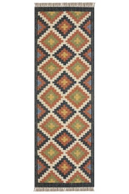 Handmade Wool Jute Kilim Runner Rug Geometric Outdoor Boho Area Rugs, 2X10 Ft