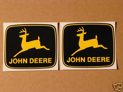 2 John Deere 3 Zoll 2-beiniger gelber Hirsch Computer Cut Aufkleber Traktor J1993
