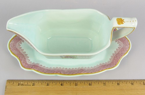 Vintage Adams Lowestoft Calyx Ironstone Gravy Sauce Boat With Fixed Saucer - Picture 4 of 9