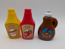Little Tikes Pretend Food Syrup Ketchup Mustard Lot 4 Inch