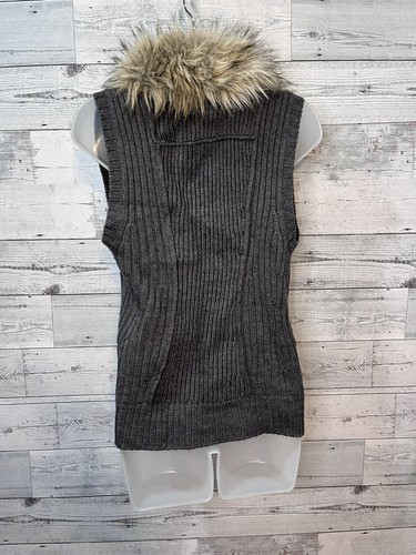 Guess women's Wool Faux Fur Trim Gray 