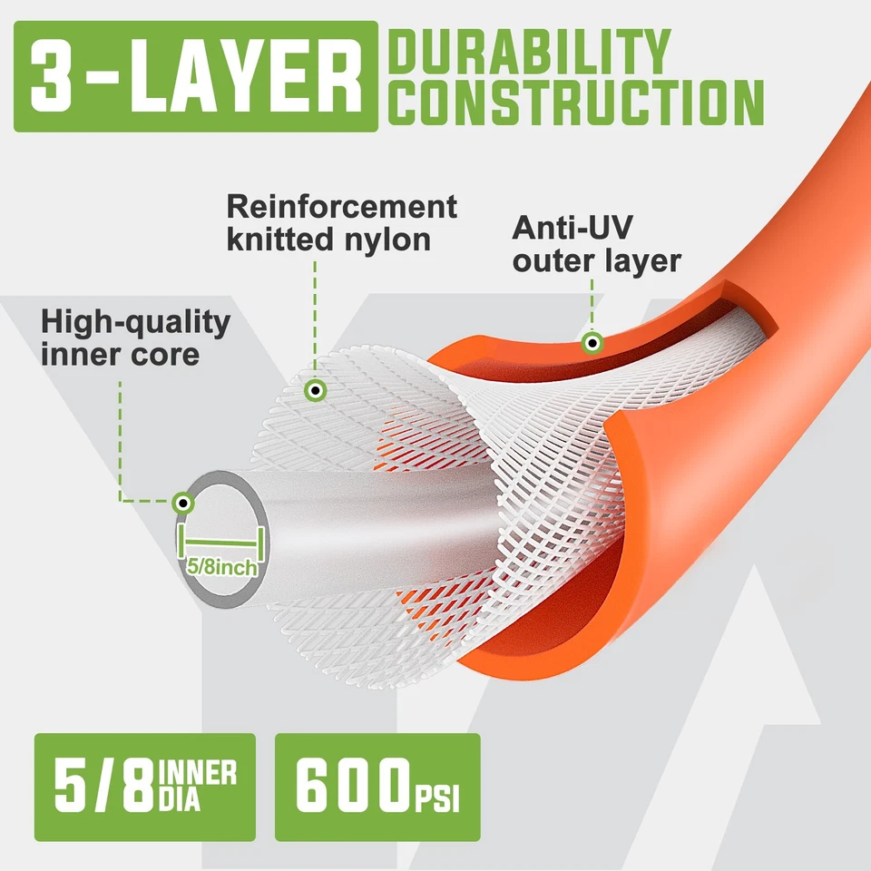 Manguera de jardín de alta resistencia YAMATIC 5/8" 600 PSI manguera de agua flexible peso ligero Foto 4 de 4