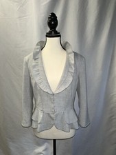 WHBM White House Black Market Peplum Ruffle Gray Blazer Size 6