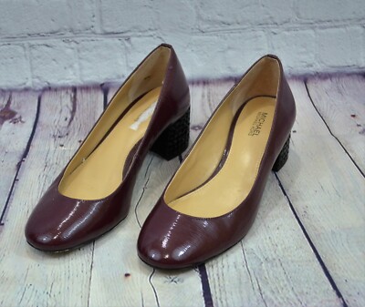 Michael Kors Leather Arabella Kitten Mid Heel Pump Women's Shoes Size M 