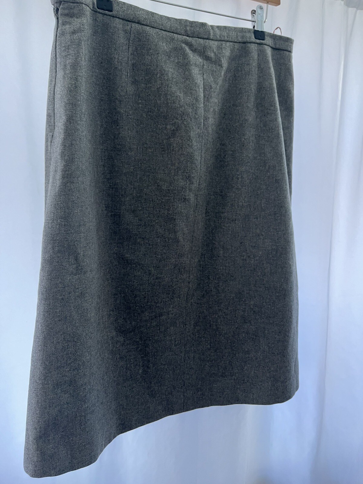 Wool Grey Skirt Eastex Size L W34” L27” Lined Knee Length A Line Lined