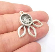 Flower Charms Pendant Bezels, Resin Blank inlay Mountings Mosaic Frame, Cabochon