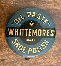1940s Vintage Whittemore's Black Oil Paste Shoe Polish Tin ~ BOSTON