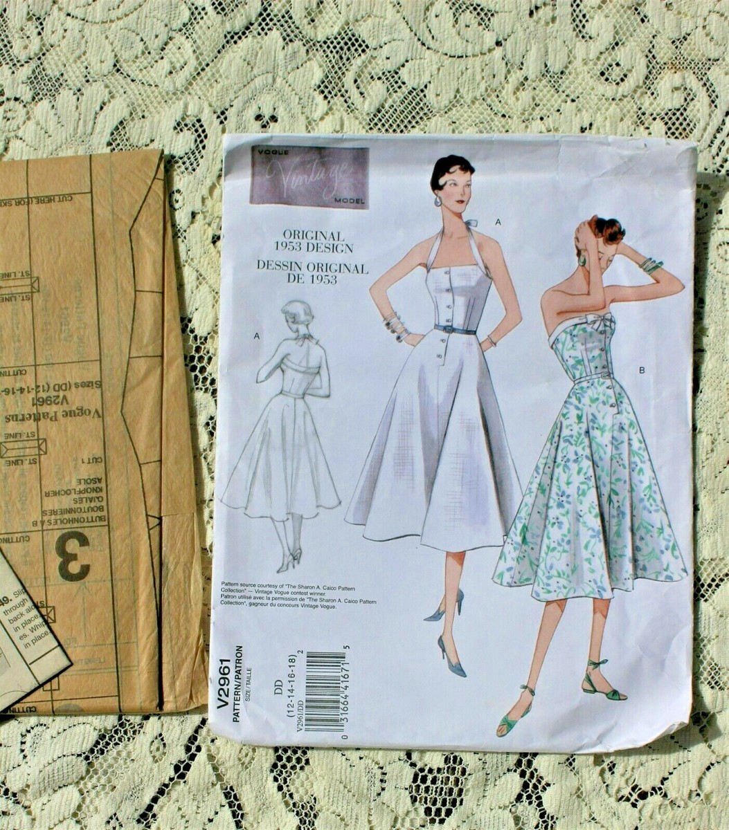 Uncut Vogue V2961 Original 1953 Design in New Easy Pattern Size DD 12 - 18  | eBay