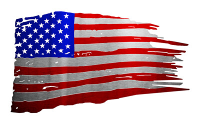American Flag Waved Laser Cutout Nostalgic Style Metal Sign