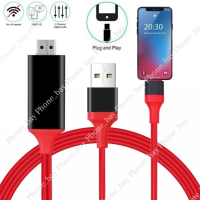 For iPhone 14 13 12 11 XR 8 7 6 HDMI Mirroring AV Cable Phone to TV HDTV Adapter