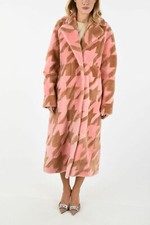 Drome New Houndsthooth Shearling Sheepskin Lamb Fur Breasted Coat Made In Italy