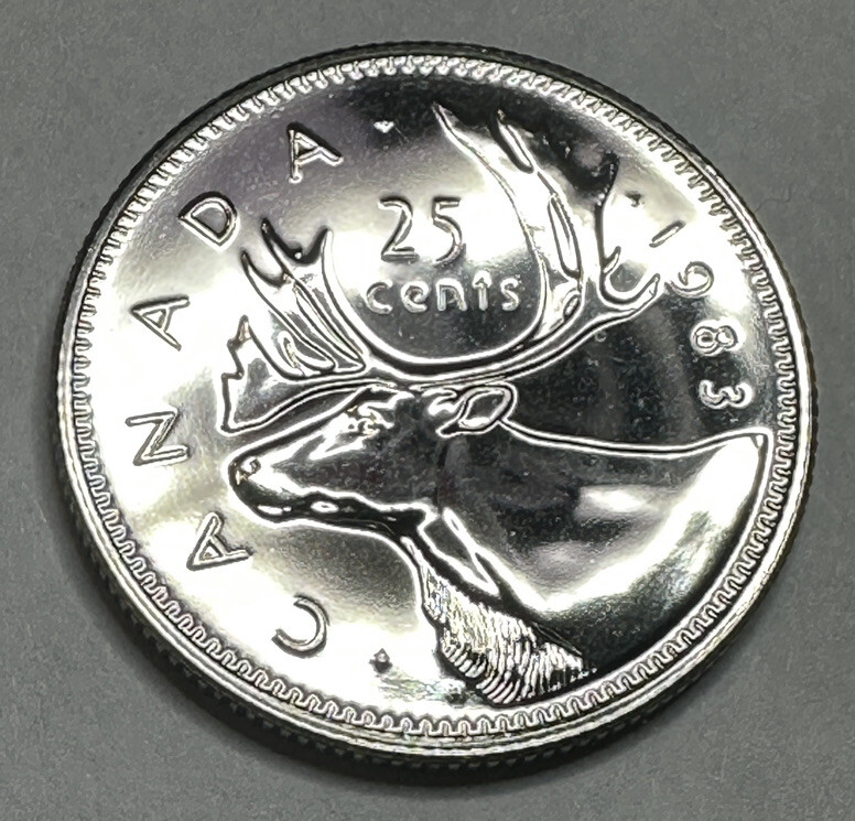1983 Canadian Proof Like 25Cent Quarter from Set. Beautiful Coin