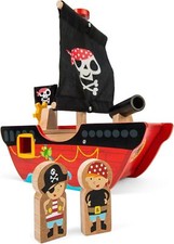 LE TOY VAN TV344 LITTLE CAPTAIN PIRATE BOAT TOY
