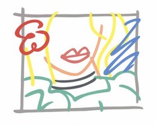 TOM WESSELMANN Monica (sin texto) 30" x 37" Serigrafía 1985 Pop Art Multicolor, Verde
