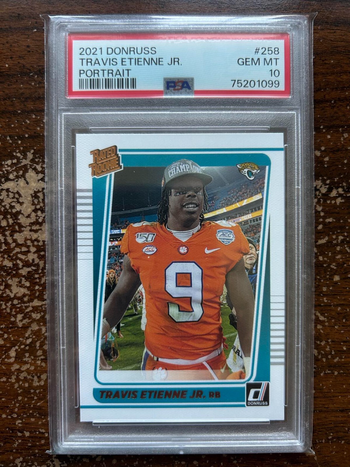 Travis Etienne Jr. RC, Portrait #258 - 2021 Donruss - PSA 10 GEM MT