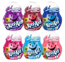 6 count Kool-Aid Liquid Drink Mix Variety Pack Cherr Grape Tropical Punch Strawb