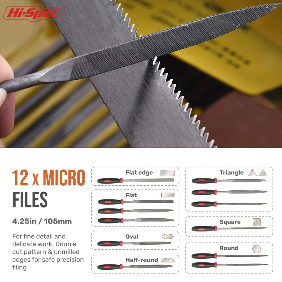Needle File Tool Set Large and Fine Micro Steel Files Hi-Spec 17 Pieces - Image 4 of 4
