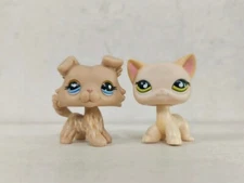 2pcs/lot LPS Toy Littlest Pet Shop Yellow Cat Dog #1194#733 Animal Figure