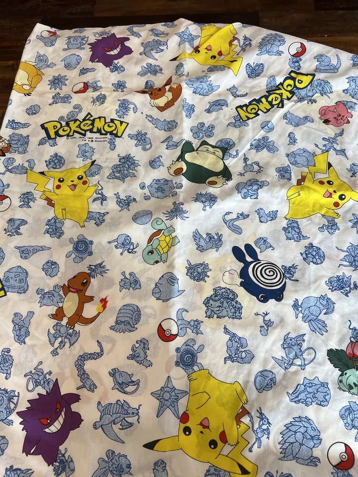 2 Piece  Pokemon Flat sheet and Fitted Sheet Nintendo Twin Size 1995 - Imagem 3 de 4