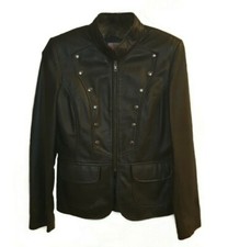 Vintage Helium Black Leather Jacket Womens S/m Biker/military Steampunk Coat