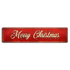 Merry Christmas Street Sign - Rustic Holiday Decor