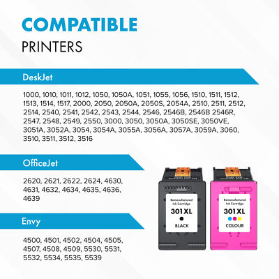 Cartuchos De Tinta Hp Cartuchos De Tinta De Repuesto 301XL Compatibles Con Impresora HP Envy 4500 4509 5530 5539 OFFICEJET 2620 4630 4639 4509, Color Negro Servidor Hp