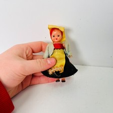 Vintage Celluloid Miniature Collectible Girl Doll 3.5" Tall