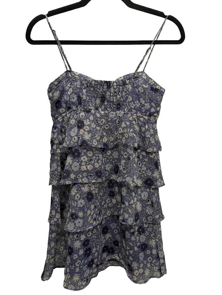American Eagle Outfitters Ruffle Tiered Sun Dress Purple Floral Chiffon  Smocked | eBay