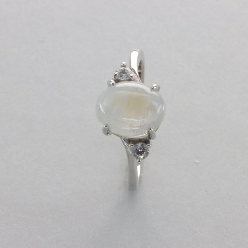 Oval Rainbow MOONSTONE Ring - Multiple Sizes - 925 STERLING SILVER #123e - Foto 3 di 8