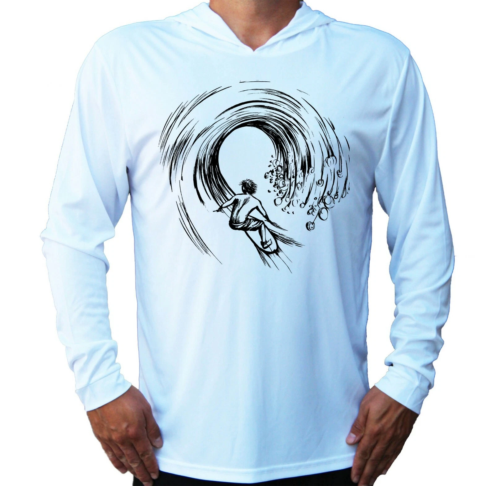 Wave Surfing Life UV Protected UPF 50 Long Sleeve T-Shirt Fishing Boat Sun Hood