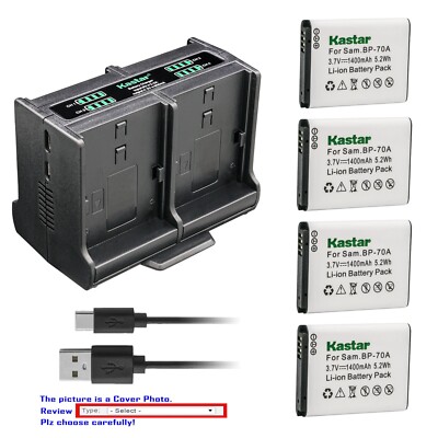 Kastar Battery Quadruple Charger for Samsung PL20 PL200 PL201, PL21, PL80, PL81