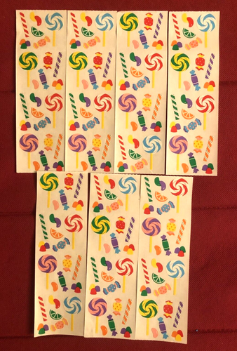 Mrs Grossman's Lot of 7 CANDY Sticker Strips Lollipop Christmas Halloween