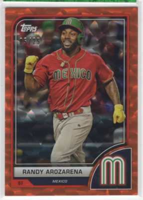 【激レア】RANDY AROZARENA オートサインRCカード 2023 Topps World Baseball Classic Orange Cracked Ice #100 Randy