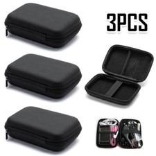 3x Black 2.5"USB Hard Drive Earphones Storage Bag Data-Wire Power Pouch Portable