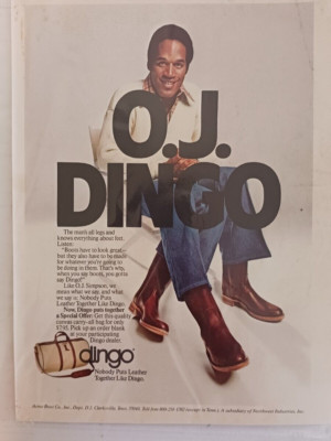 1978 Double Sided OJ Simpson Dingo Boots/Tareyton Cigarettes Print Ad FREE SHIP