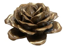 Studio Art Pottery Gold Glazed Rose Flower Figurine, Granny Core Decor