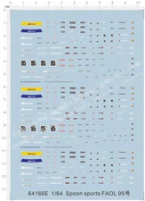 Super Detail Up 1/64 Scale Spoon Sports Faol 95 Racing Car Model Kit Water Decal