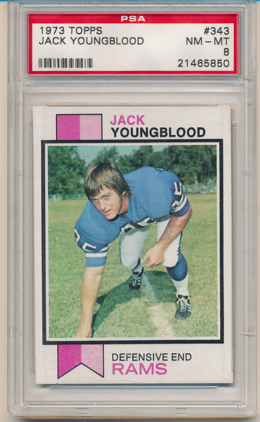 1973 Topps Football Jack YoungBlood (Rookie Card) (HOF) (#343) PSA8 PSA