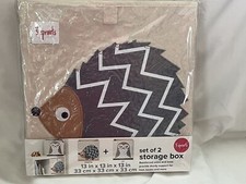 New 3 Sprouts Set of 2 13 x 13 Storage Boxes Hedgehog  Owl Open Package