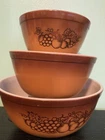 Pyrex by corning Mixing/nesting Bowl Set Brown Orchard 401,402,403 USA