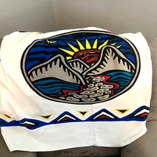 Marlboro Cigarettes Vintage 1997 Large White Beach Towel Mountains  34" X 58"