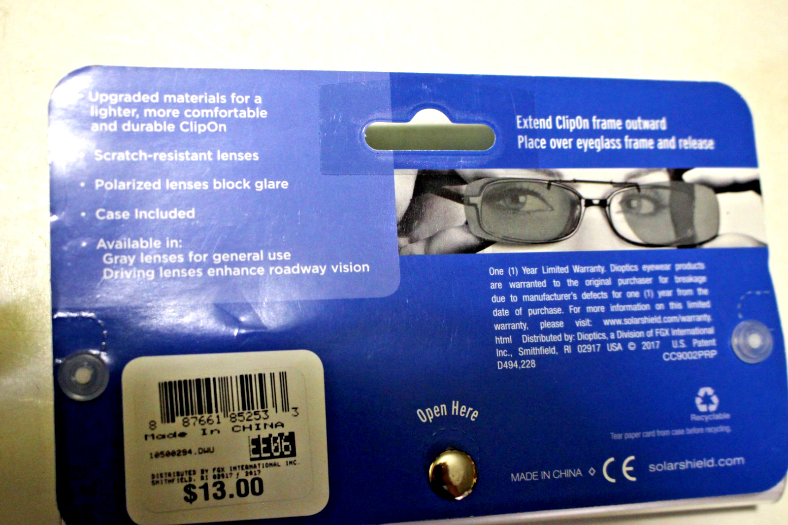 SOLAR SHIELD POLARIZED CLIPONS 54 recA SCRATCH RESISTANT LENSES