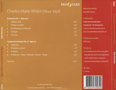 WIDOR: SYMPHONIE NO. 5 NEW CD